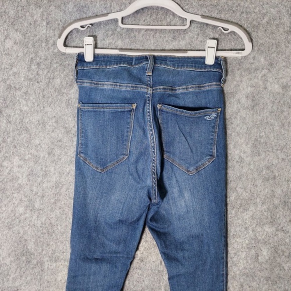 Hollister Women Jeans 3 Short High Jegging Distressed Trashed Stonewash Stretch - Picture 7 of 10